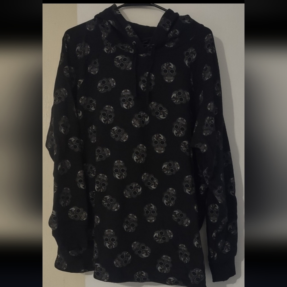 Torrid Black Hoodie with Colorful Skull Design Plus Size 3